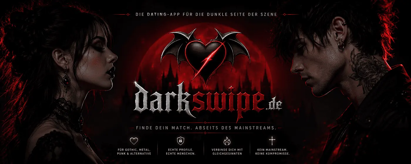 darkswipe.de — Die Dating-App für die dunkle Seite der Szene. Gothic, Metal, Punk und Alternative.